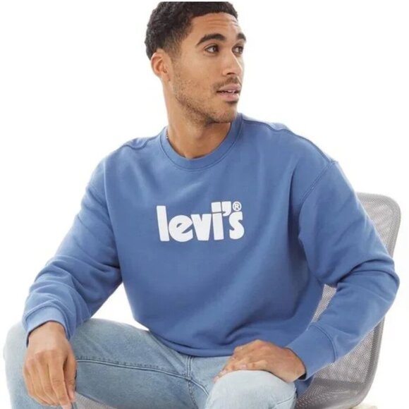 Levi's mens' graphic relaxed sweatshirt in sunset blue size medium - Picture 1 of 11